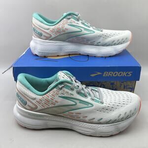 Brooks Glycerin 20 Running Shoes Women Size 10 D Wide White Teal Comfort Sneaker